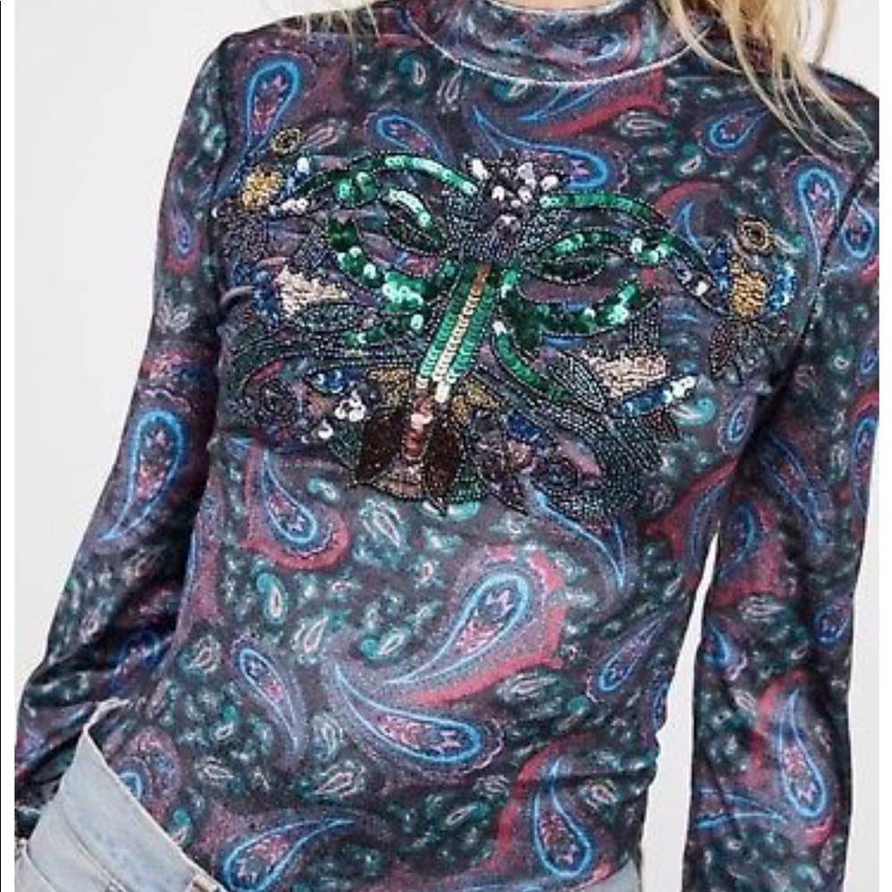 Free People L’amour Paisley Velvet Top size s